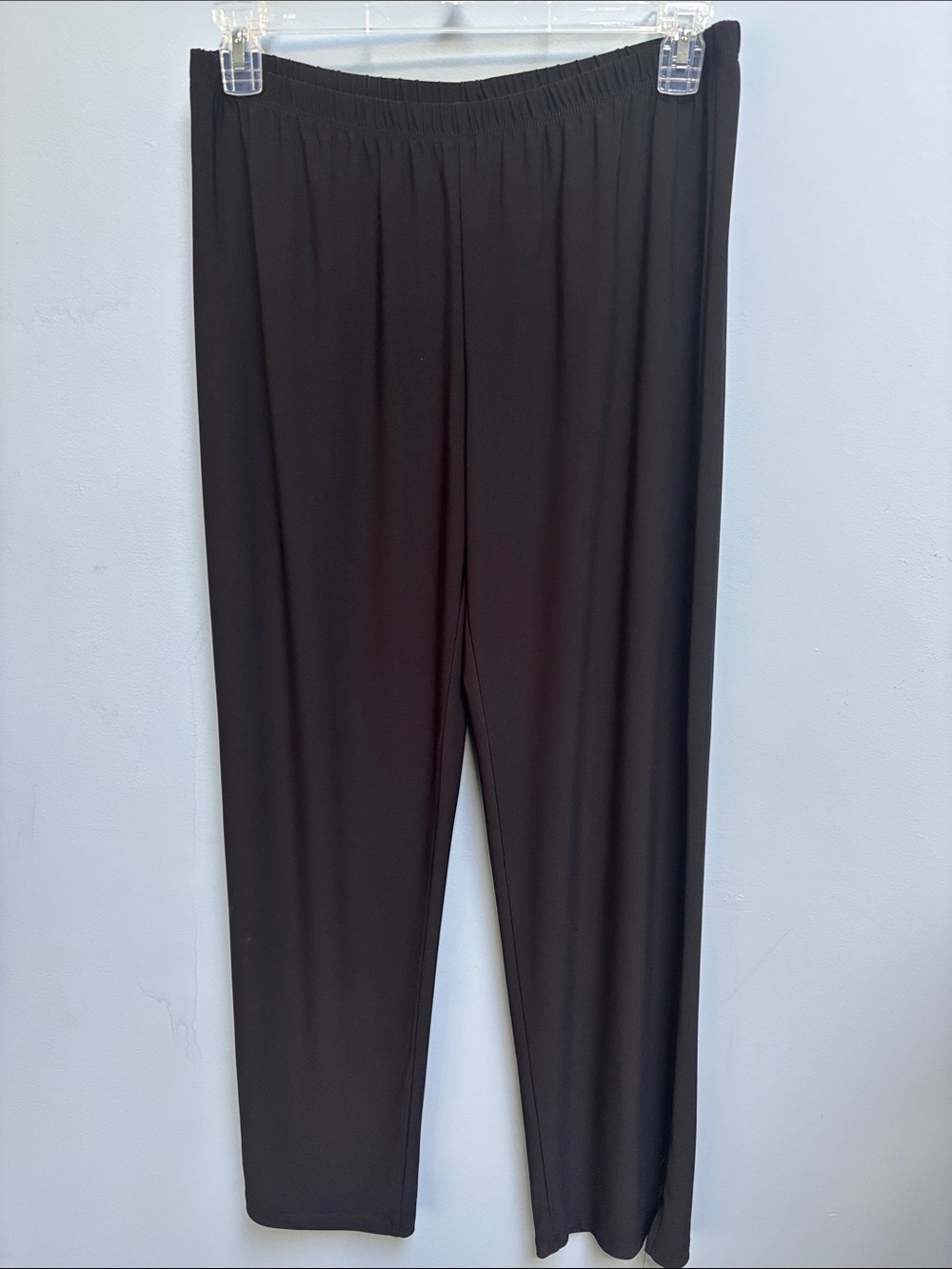 Sun Kim Long Slim Pant•SK202•Straight Leg Pull-On Skims Without Cling XL Black